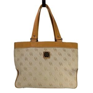 Dooney & Bourke Purse Womens Brown Signature Canvas Tote Shoulder Bag Large